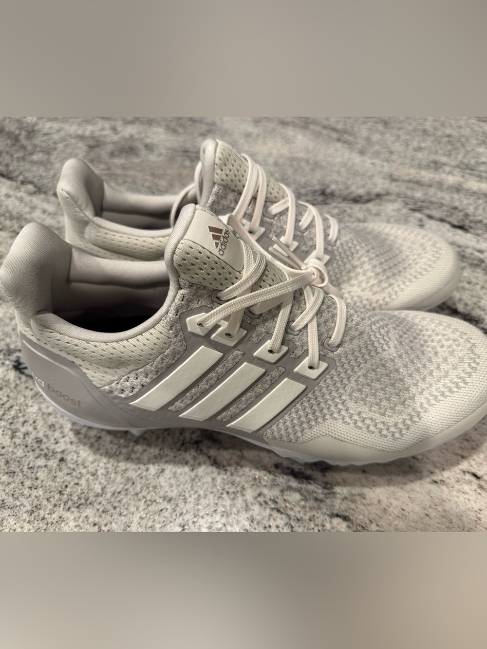 Adidas Light Gray/White Knit cleats